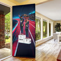 African American 1968 Black Power Salute Door Cover Retro Cyberpunk Sci-Fi Tech Civil Rights Art