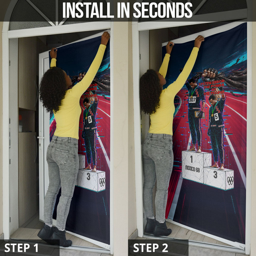 African American 1968 Black Power Salute Door Cover Retro Cyberpunk Sci-Fi Tech Civil Rights Art