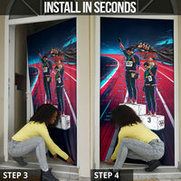 African American 1968 Black Power Salute Door Cover Retro Cyberpunk Sci-Fi Tech Civil Rights Art