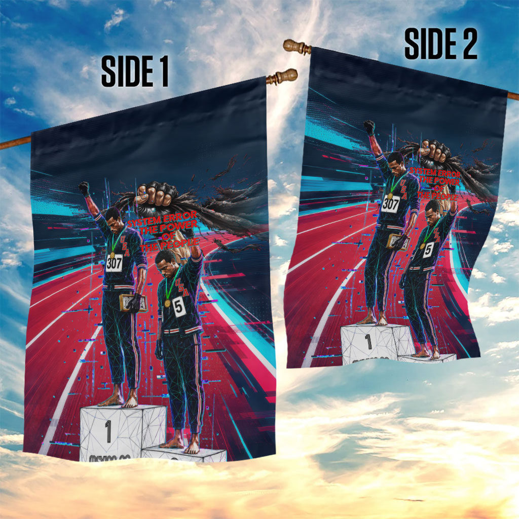 African American 1968 Black Power Salute Garden Flag Retro Cyberpunk Sci-Fi Tech Civil Rights Art
