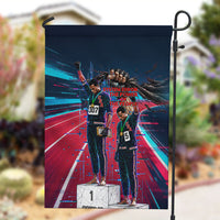 African American 1968 Black Power Salute Garden Flag Retro Cyberpunk Sci-Fi Tech Civil Rights Art