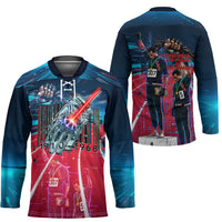 African American 1968 Black Power Salute Hockey Jersey Retro Cyberpunk Sci-Fi Tech Civil Rights Art