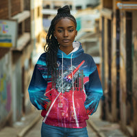 African American 1968 Black Power Salute Hoodie Retro Cyberpunk Sci-Fi Tech Civil Rights Art