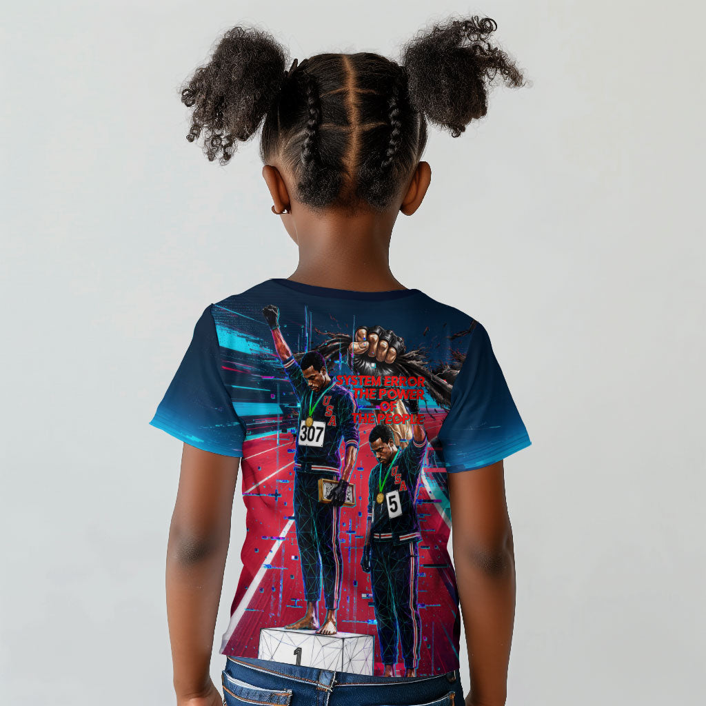 African American 1968 Black Power Salute Kid T shirt Retro Cyberpunk Sci-Fi Tech Civil Rights Art