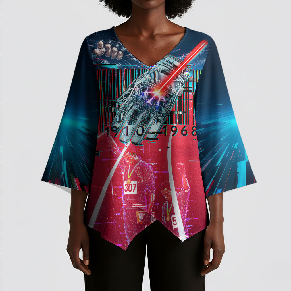 African American 1968 Black Power Salute Kimono Sleeve Blouse Retro Cyberpunk Sci-Fi Tech Civil Rights Art