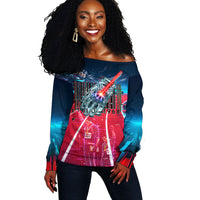 African American 1968 Black Power Salute Off Shoulder Sweater Retro Cyberpunk Sci-Fi Tech Civil Rights Art