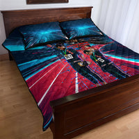 African American 1968 Black Power Salute Quilt Bed Set Retro Cyberpunk Sci-Fi Tech Civil Rights Art