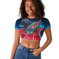 African American 1968 Black Power Salute Raglan Cropped T shirt Retro Cyberpunk Sci-Fi Tech Civil Rights Art