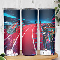 African American 1968 Black Power Salute Skinny Tumbler Retro Cyberpunk Sci-Fi Tech Civil Rights Art