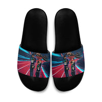 African American 1968 Black Power Salute Slide Sandals Retro Cyberpunk Sci-Fi Tech Civil Rights Art