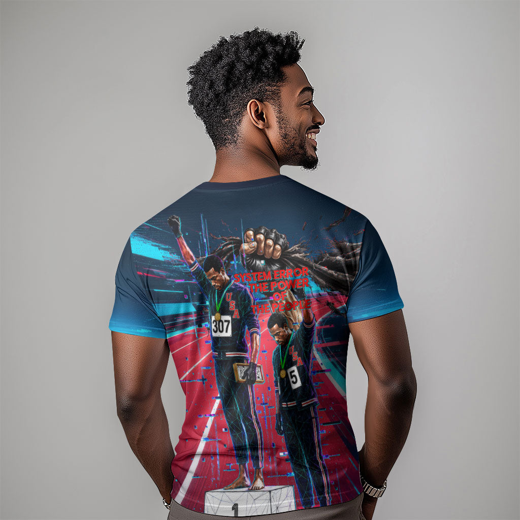 African American 1968 Black Power Salute T shirt Retro Cyberpunk Sci-Fi Tech Civil Rights Art