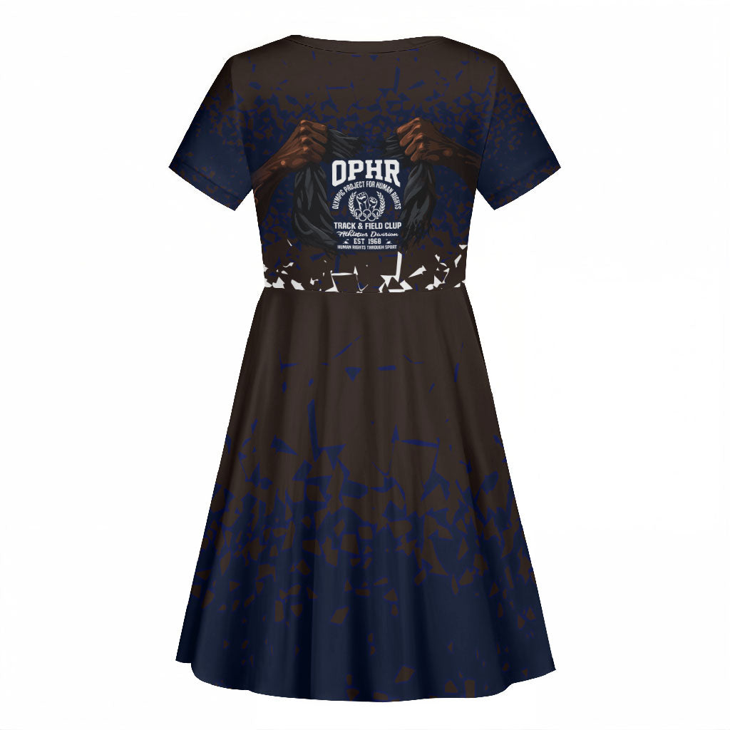 Black Power Salute African Human Rights Kid Short Sleeve Dress Civil Rights Movement OPHR Mexico City 1968 Retro