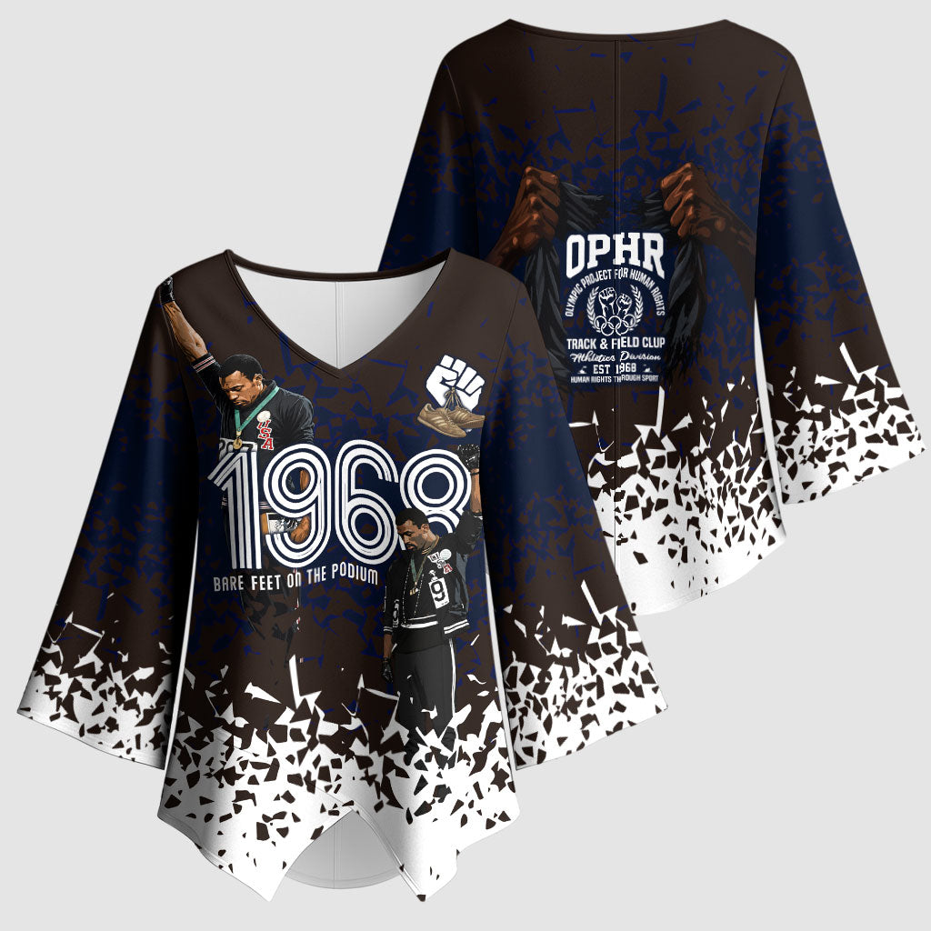 Black Power Salute African Human Rights Kimono Sleeve Blouse Civil Rights Movement OPHR Mexico City 1968 Retro
