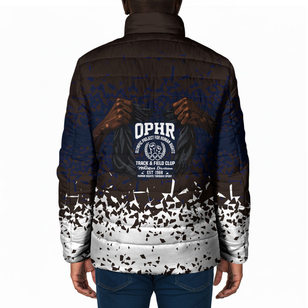 Black Power Salute African Human Rights Padded Jacket Civil Rights Movement OPHR Mexico City 1968 Retro