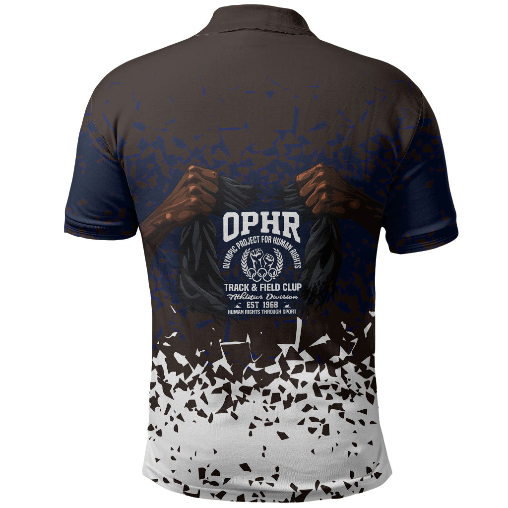 Black Power Salute African Human Rights Polo Shirt Civil Rights Movement OPHR Mexico City 1968 Retro