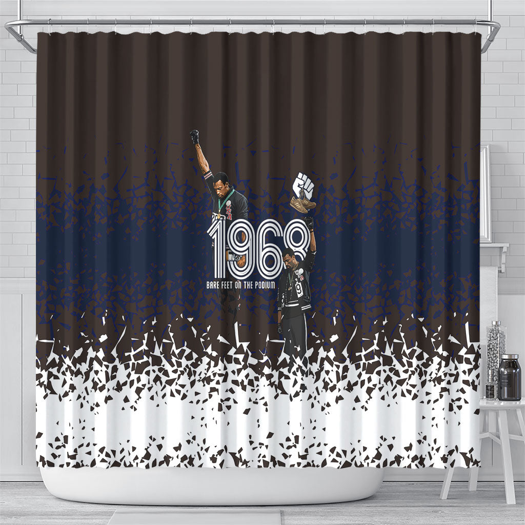 Black Power Salute African Human Rights Shower Curtain Civil Rights Movement OPHR Mexico City 1968 Retro