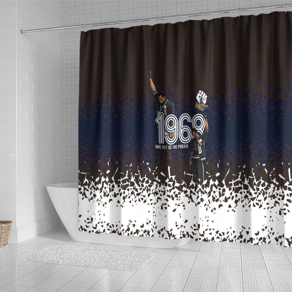 Black Power Salute African Human Rights Shower Curtain Civil Rights Movement OPHR Mexico City 1968 Retro