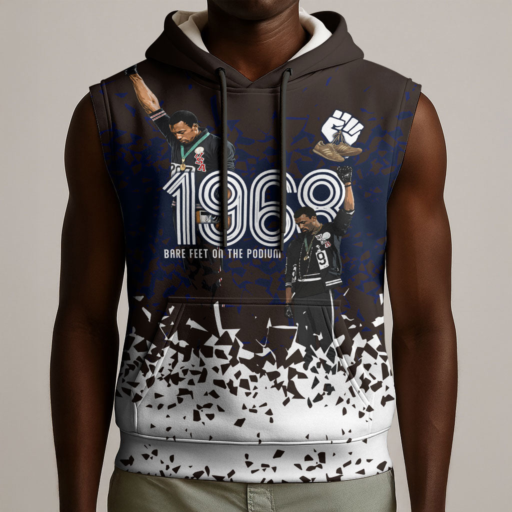 Black Power Salute African Human Rights Sleeveless Hoodie Civil Rights Movement OPHR Mexico City 1968 Retro