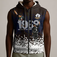 Black Power Salute African Human Rights Sleeveless Zip Hoodie Civil Rights Movement OPHR Mexico City 1968 Retro