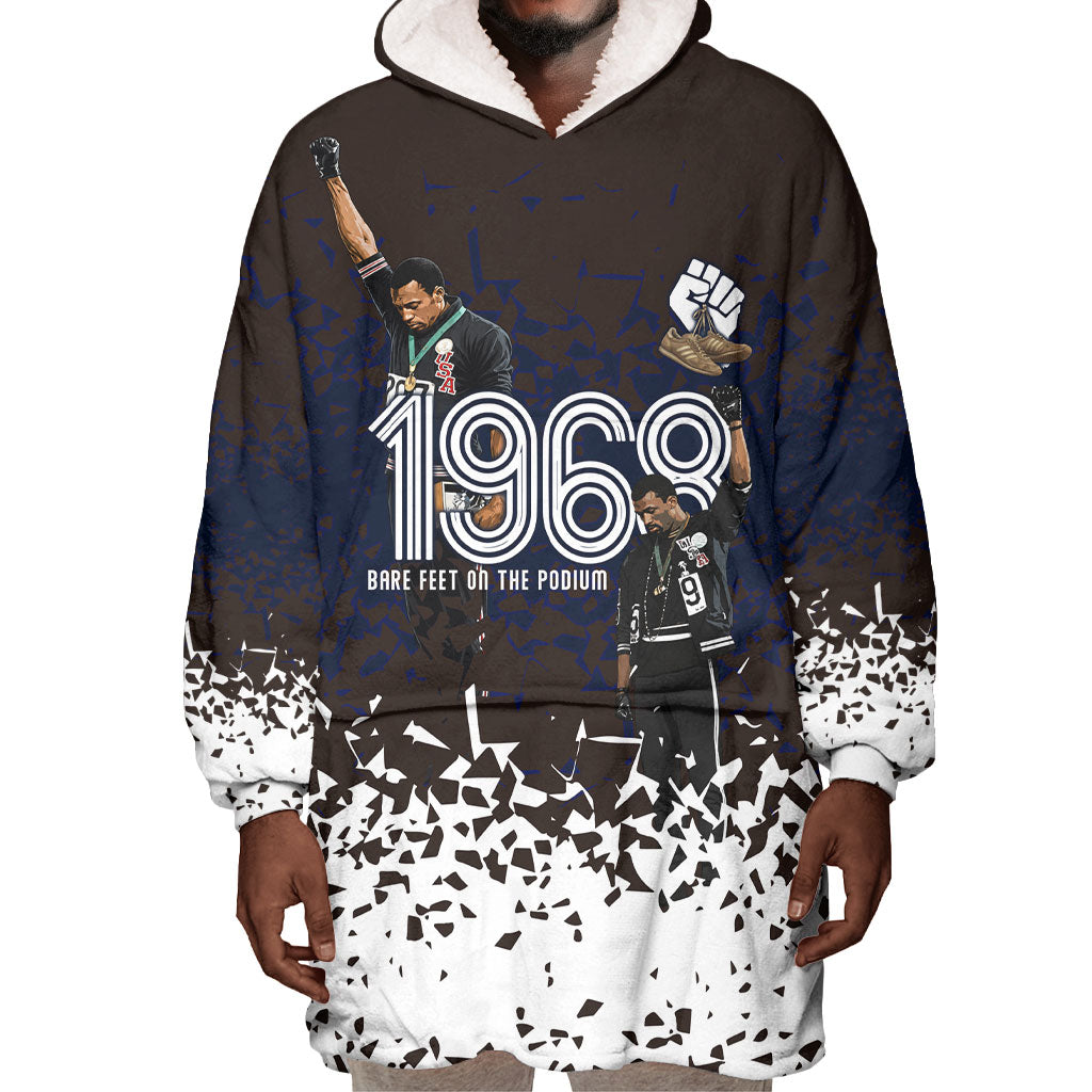 Black Power Salute African Human Rights Wearable Blanket Hoodie Civil Rights Movement OPHR Mexico City 1968 Retro