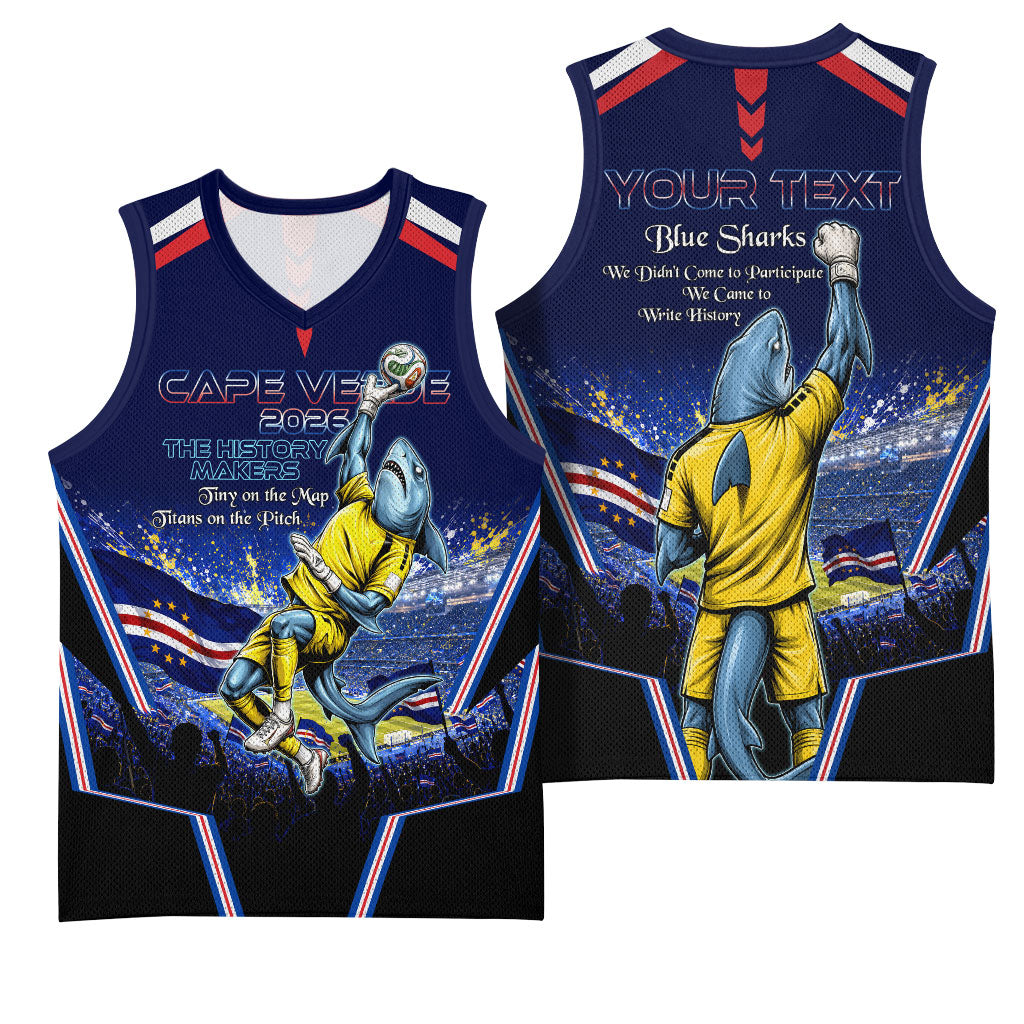 Personalized Cape Verde Blue Sharks Basketball Jersey African Pride Dynamic Stadium Soccer Graphic Art