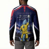 Personalized Cape Verde Blue Sharks Button Sweatshirt African Pride Dynamic Stadium Soccer Graphic Art