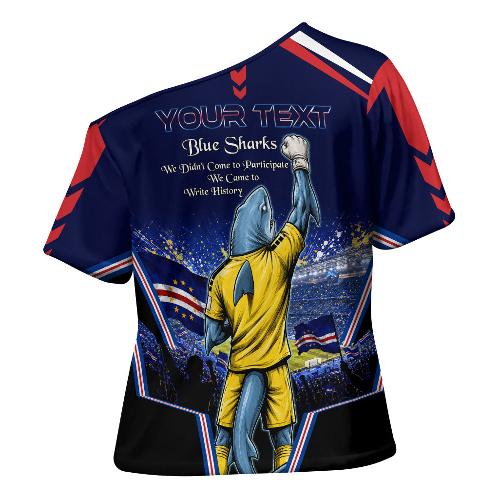 Personalized Cape Verde Blue Sharks Cross Shoulder Shirt African Pride Dynamic Stadium Soccer Graphic Art