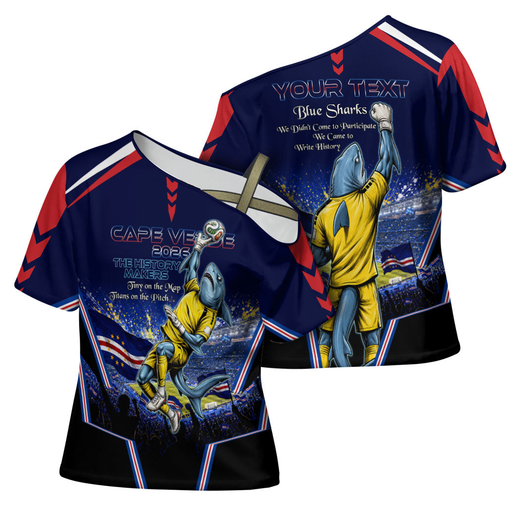 Personalized Cape Verde Blue Sharks Cross Shoulder Shirt African Pride Dynamic Stadium Soccer Graphic Art