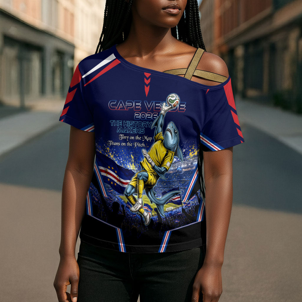 Personalized Cape Verde Blue Sharks Cross Shoulder Shirt African Pride Dynamic Stadium Soccer Graphic Art
