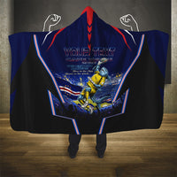 Personalized Cape Verde Blue Sharks Hooded Blanket African Pride Dynamic Stadium Soccer Graphic Art