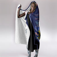 Personalized Cape Verde Blue Sharks Hooded Blanket African Pride Dynamic Stadium Soccer Graphic Art