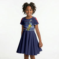 Personalized Cape Verde Blue Sharks Kid Short Sleeve Dress African Pride Dynamic Stadium Soccer Graphic Art