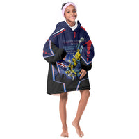 Personalized Cape Verde Blue Sharks Kid Wearable Blanket Hoodie African Pride Dynamic Stadium Soccer Graphic Art