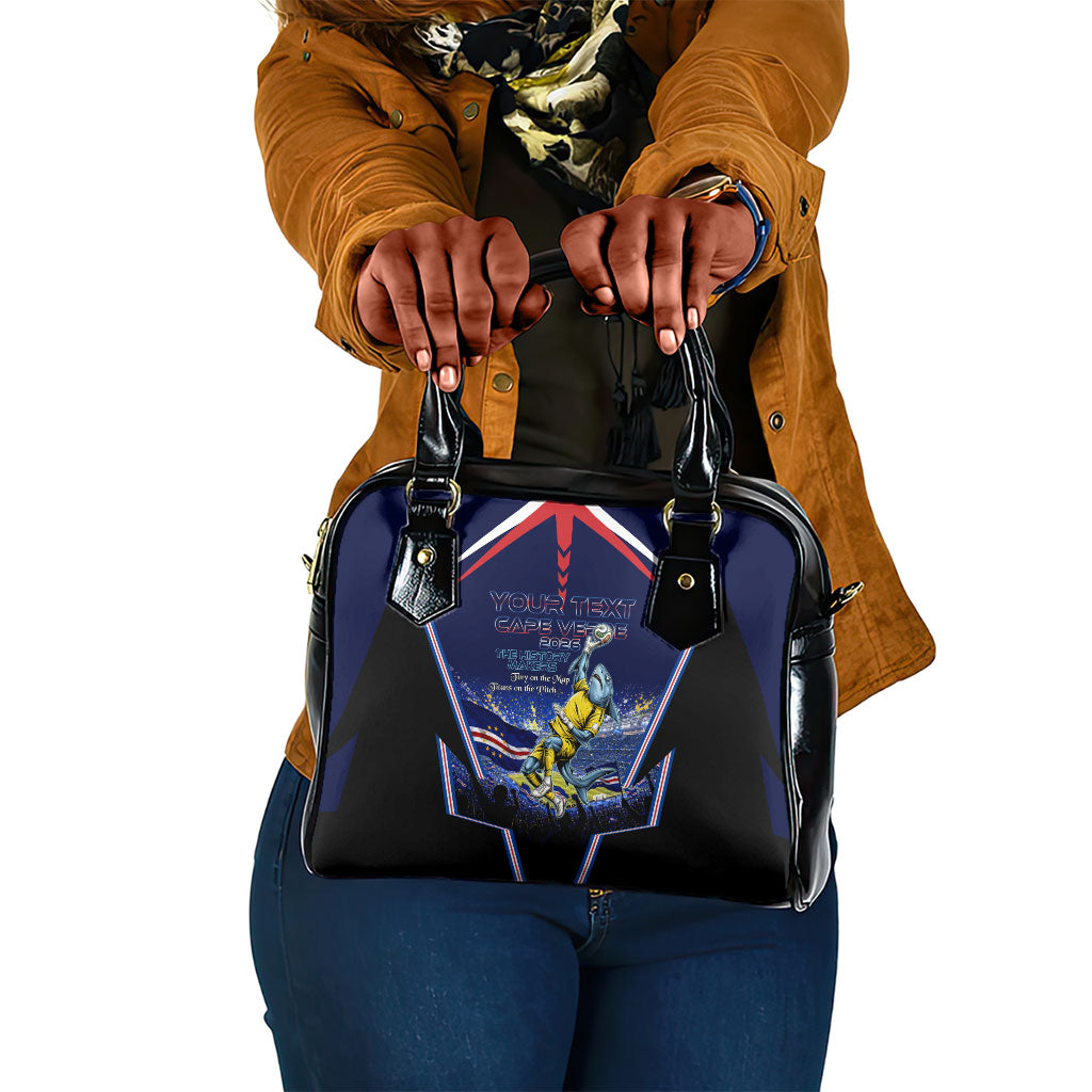 Personalized Cape Verde Blue Sharks Shoulder Handbag African Pride Dynamic Stadium Soccer Graphic Art