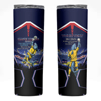 Personalized Cape Verde Blue Sharks Skinny Tumbler African Pride Dynamic Stadium Soccer Graphic Art