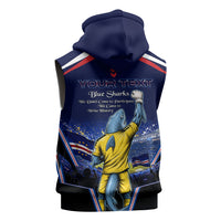 Personalized Cape Verde Blue Sharks Sleeveless Hoodie African Pride Dynamic Stadium Soccer Graphic Art