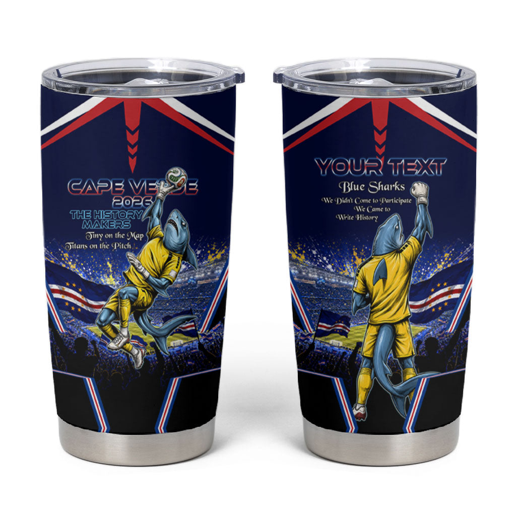 Personalized Cape Verde Blue Sharks Tumbler Cup African Pride Dynamic Stadium Soccer Graphic Art