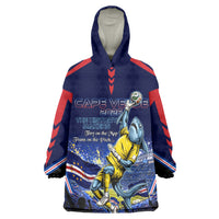 Personalized Cape Verde Blue Sharks Wearable Blanket Hoodie African Pride Dynamic Stadium Soccer Graphic Art