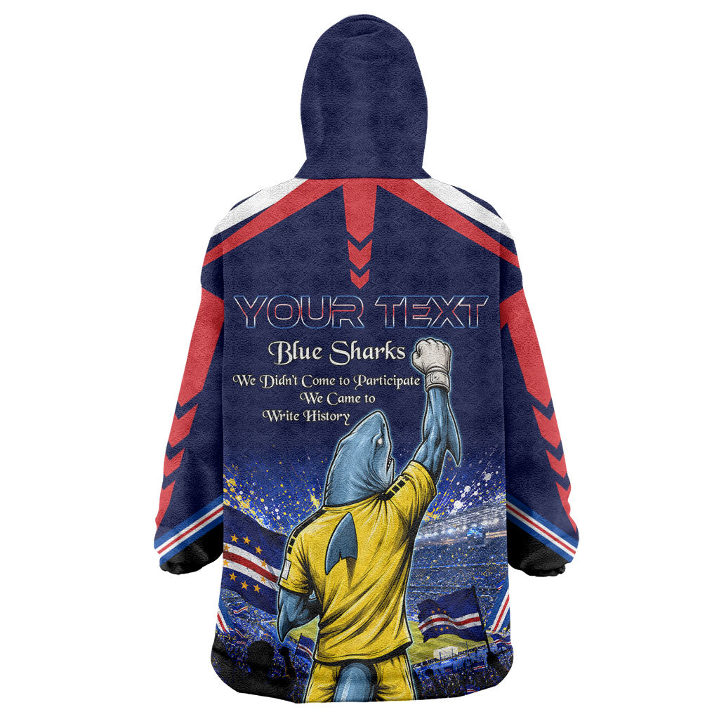 Personalized Cape Verde Blue Sharks Wearable Blanket Hoodie African Pride Dynamic Stadium Soccer Graphic Art