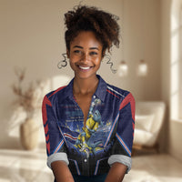 Personalized Cape Verde Blue Sharks Women Casual Shirt African Pride Dynamic Stadium Soccer Graphic Art
