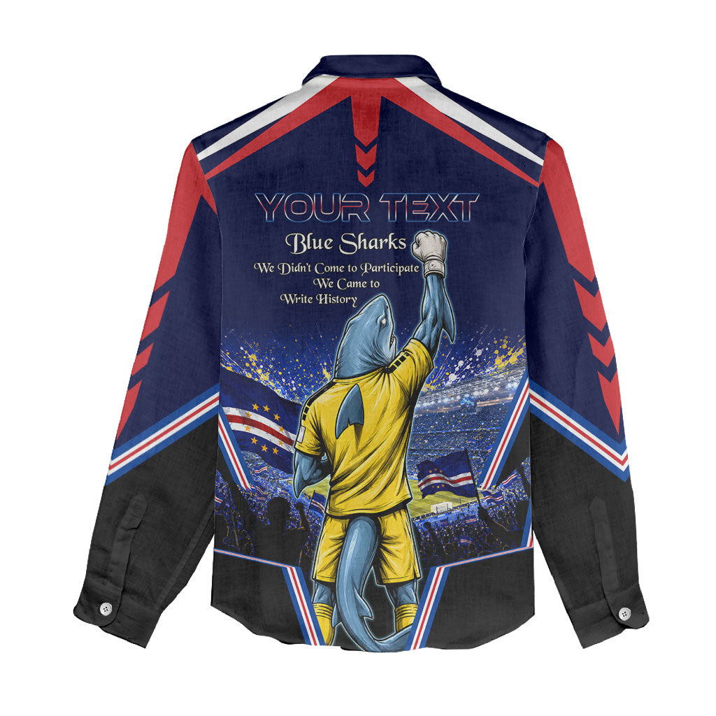 Personalized Cape Verde Blue Sharks Women Casual Shirt African Pride Dynamic Stadium Soccer Graphic Art