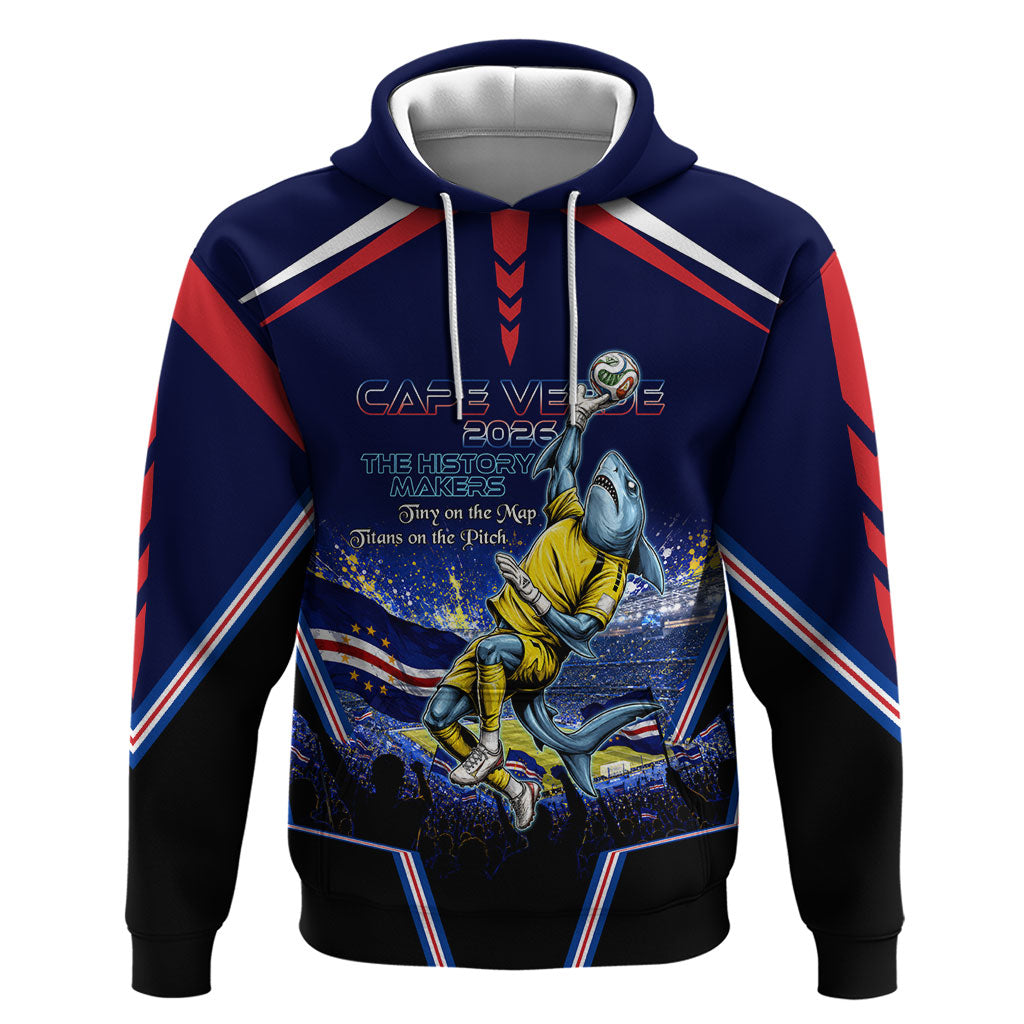 Personalized Cape Verde Blue Sharks Zip Hoodie African Pride Dynamic Stadium Soccer Graphic Art