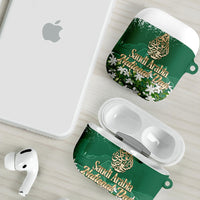 Saudi Arabia National Day AirPods Case White Jasmine Arabic Calligraphy Cultural Pride