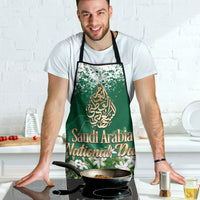 Saudi Arabia National Day Apron White Jasmine Arabic Calligraphy Cultural Pride