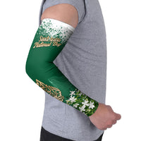 Saudi Arabia National Day Arm Sleeves White Jasmine Arabic Calligraphy Cultural Pride