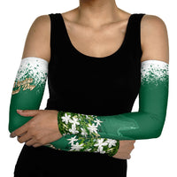 Saudi Arabia National Day Arm Sleeves White Jasmine Arabic Calligraphy Cultural Pride