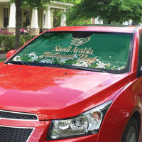 Saudi Arabia National Day Auto Sun Shade White Jasmine Arabic Calligraphy Cultural Pride