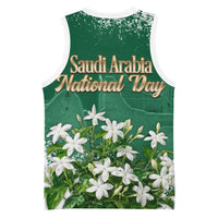 Saudi Arabia National Day Basketball Jersey White Jasmine Arabic Calligraphy Cultural Pride