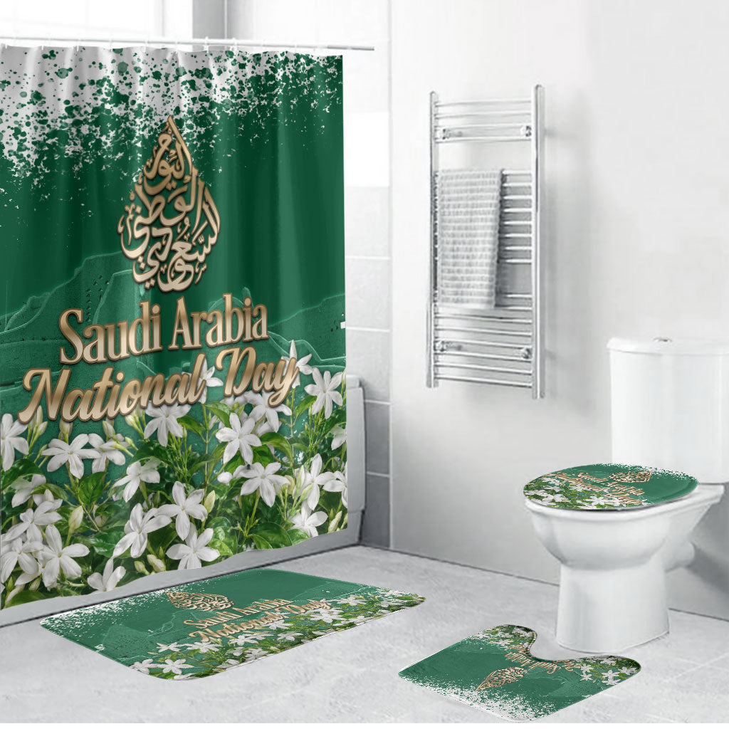 Saudi Arabia National Day Bathroom Set White Jasmine Arabic Calligraphy Cultural Pride
