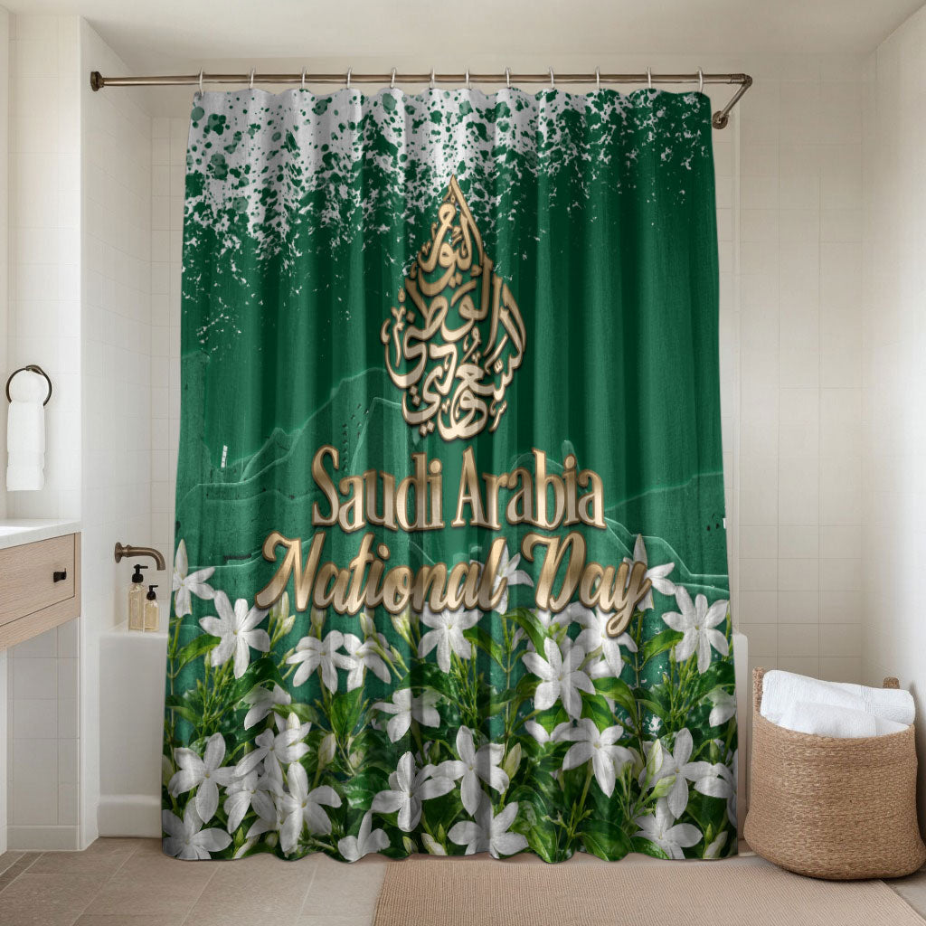 Saudi Arabia National Day Bathroom Set White Jasmine Arabic Calligraphy Cultural Pride